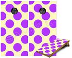 Cornhole Game Board Vinyl Skin Wrap Kit - Premium Laminated - Kearas Polka Dots Purple On Cream fits 24x48 game boards (GAMEBOARDS NOT INCLUDED)