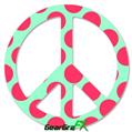 Kearas Polka Dots Pink And Blue - Peace Sign Car Window Decal 6 x 6 inches