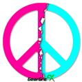 Ripped Colors Hot Pink Neon Teal - Peace Sign Car Window Decal 6 x 6 inches