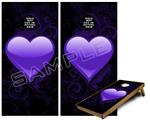 Cornhole Game Board Vinyl Skin Wrap Kit - Glass Heart Grunge Purple fits 24x48 game boards (GAMEBOARDS NOT INCLUDED)