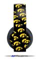 Vinyl Decal Skin Wrap compatible with Original Sony PlayStation 4 Gold Wireless Headphones Iowa Hawkeyes Tigerhawk Tiled 06 Gold on Black (PS4 HEADPHONES  NOT INCLUDED)