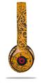 Skin Decal Wrap compatible with Beats Solo 2 WIRED Headphones Folder Doodles Orange (HEADPHONES NOT INCLUDED)