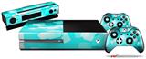 Bokeh Squared Neon Teal - Holiday Bundle Decal Style Skin fits XBOX One Console Original, Kinect and 2 Controllers (XBOX SYSTEM NOT INCLUDED)