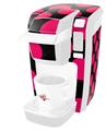 Decal Style Vinyl Skin compatible with Keurig K10 / K15 Mini Plus Coffee Makers Kearas Polka Dots Pink On Black (KEURIG NOT INCLUDED)