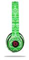 WraptorSkinz Skin Decal Wrap compatible with Beats Solo 2 and Solo 3 Wireless Headphones Skull And Crossbones Pattern Green (HEADPHONES NOT INCLUDED)