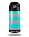 Skin Decal Wrap for Thermos Funtainer 12oz Bottle Psycho Stripes Neon Teal and Gray (BOTTLE NOT INCLUDED) by WraptorSkinz