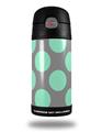 Skin Decal Wrap for Thermos Funtainer 12oz Bottle Kearas Polka Dots Mint And Gray (BOTTLE NOT INCLUDED) by WraptorSkinz