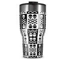 WraptorSkinz Skin Wrap compatible with 2017 and newer RTIC Tumblers 30oz Skull And Crossbones Pattern Bw (TUMBLER NOT INCLUDED)