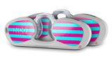 Decal Style Vinyl Skin Wrap 2 Pack for Nooz Glasses Rectangle Case Psycho Stripes Neon Teal and Hot Pink (NOOZ NOT INCLUDED) by WraptorSkinz