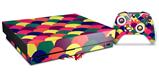 Skin Wrap for XBOX One X Console and Controller Brushed Cirlces Multi Dark