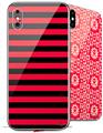 2 Decal style Skin Wraps set for Apple iPhone X and XS Stripes Red