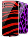 2 Decal style Skin Wraps set for Apple iPhone X and XS Zebra Red