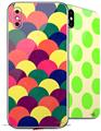 2 Decal style Skin Wraps set for Apple iPhone X and XS Brushed Cirlces Multi Dark