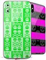 2 Decal style Skin Wraps set for Apple iPhone X and XS Skull And Crossbones Pattern Green