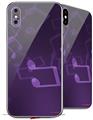 2 Decal style Skin Wraps set for Apple iPhone X and XS Bokeh Music Purple