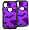 2x Decal style Skin Wrap Set compatible with Otterbox Defender iPhone X and Xs Case - Deathrock Bats Purple (CASE NOT INCLUDED)