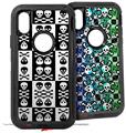 2x Decal style Skin Wrap Set compatible with Otterbox Defender iPhone X and Xs Case - Skull And Crossbones Pattern Bw (CASE NOT INCLUDED)