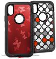 2x Decal style Skin Wrap Set compatible with Otterbox Defender iPhone X and Xs Case - Bokeh Butterflies Red (CASE NOT INCLUDED)