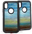 2x Decal style Skin Wrap Set compatible with Otterbox Defender iPhone X and Xs Case - Landscape Abstract Beach (CASE NOT INCLUDED)