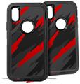 2x Decal style Skin Wrap Set compatible with Otterbox Defender iPhone X and Xs Case - Jagged Camo Red (CASE NOT INCLUDED)