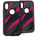 2x Decal style Skin Wrap Set compatible with Otterbox Defender iPhone X and Xs Case - Jagged Camo Hot Pink (CASE NOT INCLUDED)