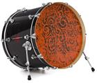 Decal Skin works with most 24" Bass Kick Drum Heads Folder Doodles Burnt Orange - DRUM HEAD NOT INCLUDED