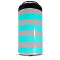 WraptorSkinz Skin Decal Wrap compatible with Yeti 16oz Tall Colster Can Cooler Insulator Psycho Stripes Neon Teal and Gray (COOLER NOT INCLUDED)