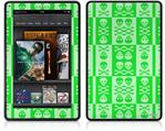 Amazon Kindle Fire (Original) Decal Style Skin - Skull And Crossbones Pattern Green