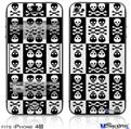 iPhone 4S Decal Style Vinyl Skin - Skull And Crossbones Pattern Bw