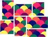 Brushed Cirlces Multi Dark - 7 Piece Fabric Peel and Stick Wall Skin Art (50x38 inches)