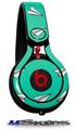 WraptorSkinz Skin Decal Wrap compatible with Beats Mixr Headphones Paper Planes Turquoise Skin Only (HEADPHONES NOT INCLUDED)